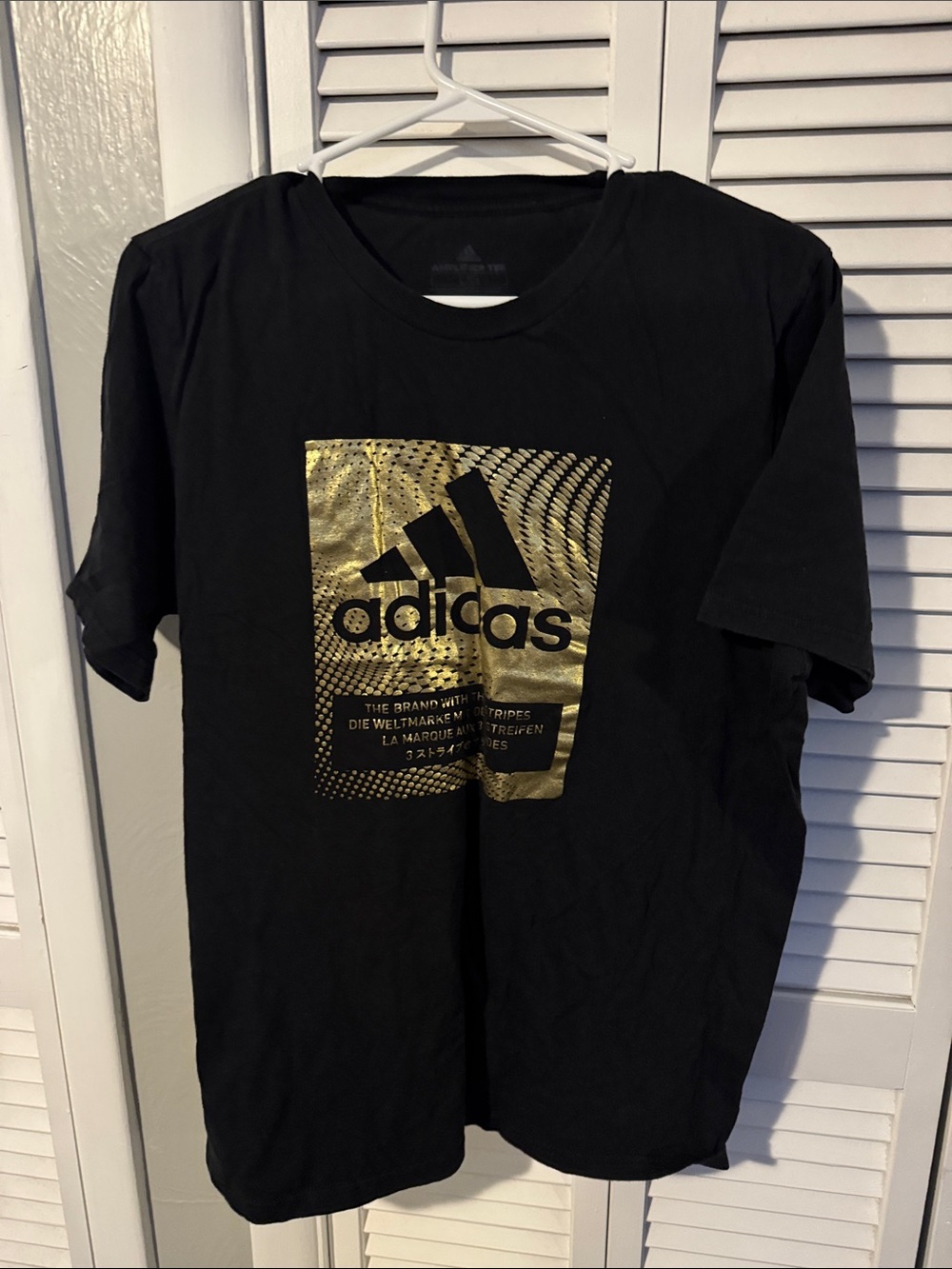 adidas Black Short-Sleeve Tee with Gold Graphic Logo